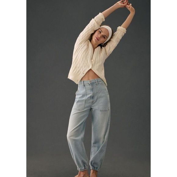 New MOTHER The Wrapper Patch Springy Ankle High-Rise Jeans Size 31 Womens Jeans